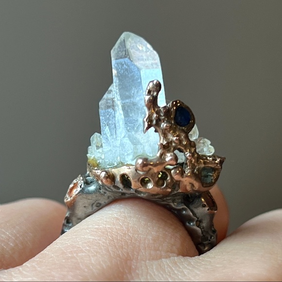 Crystal Point Black Statement Ring. Sz  6.5 - Picture 2 of 6